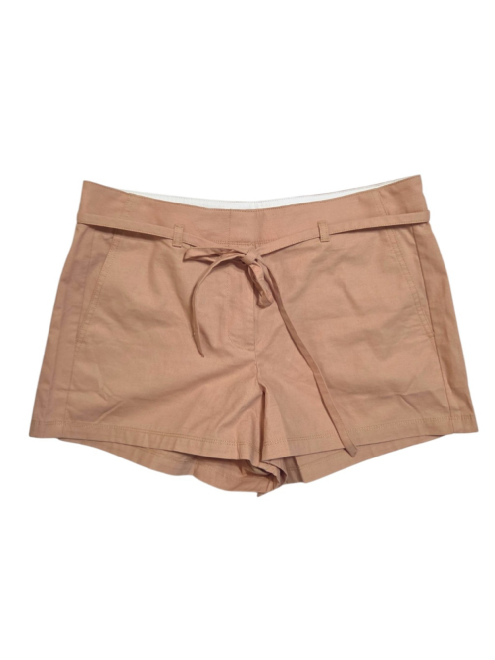 J.Crew Belted 3" Shorts Women's 10 Khaki Cotton Linen High Rise NWT